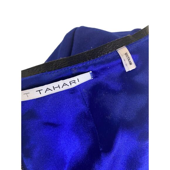 Tahari Royal Blue Flattering Sheath Dress with Black Leather Piping Size 6 - Picture 11 of 12